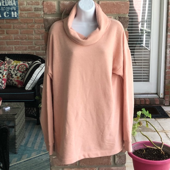 J. CREW Funnelneck Fleece Sweatshirt Clay Pink L NWT - Picture 1 of 6